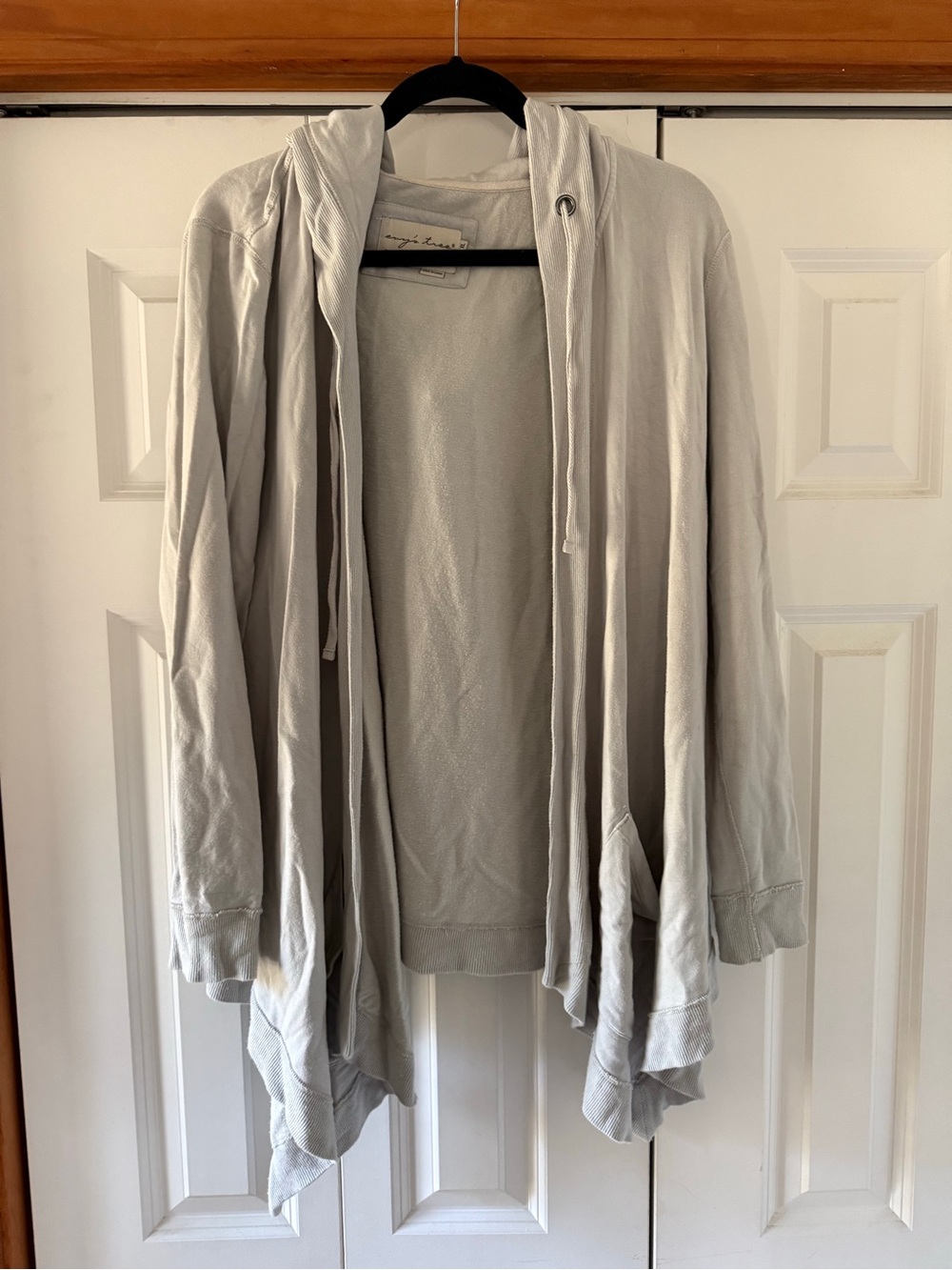 evy's tree Light Gray Hooded Knit Cardigan